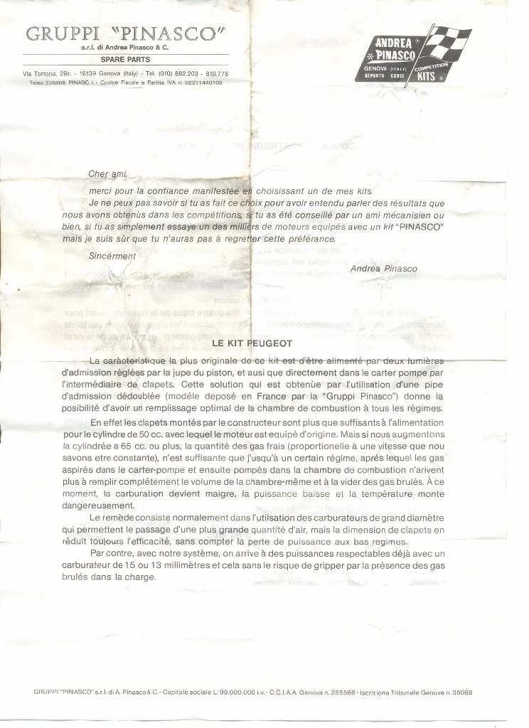 Notice Haut-moteur Pinasco
